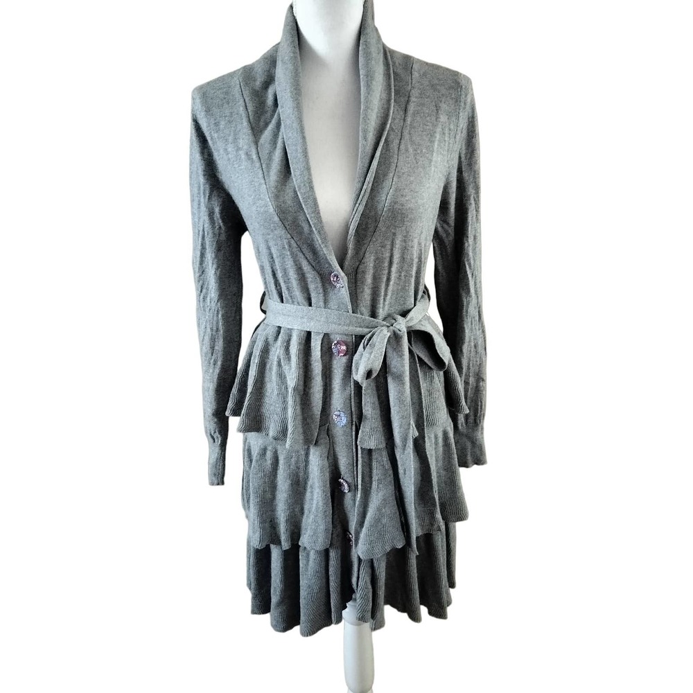 Matilda Jane Gray Tiered Belted Cardigan Sweater